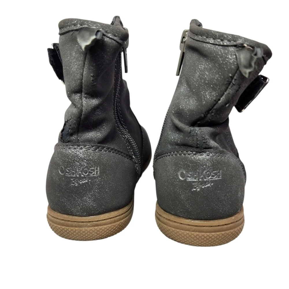 OshKosh B'gosh Toddler Girls' Skippie Ankle Boots Size 11 - Shimmery Gray Zip Up